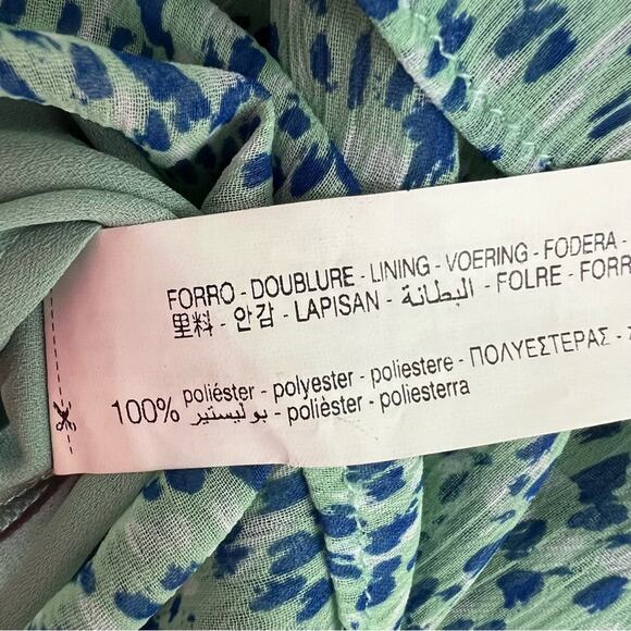 Zara Light Green Ruffled Flounces Pile Collar Floral Mini Dress Size XS - Picture 14 of 14